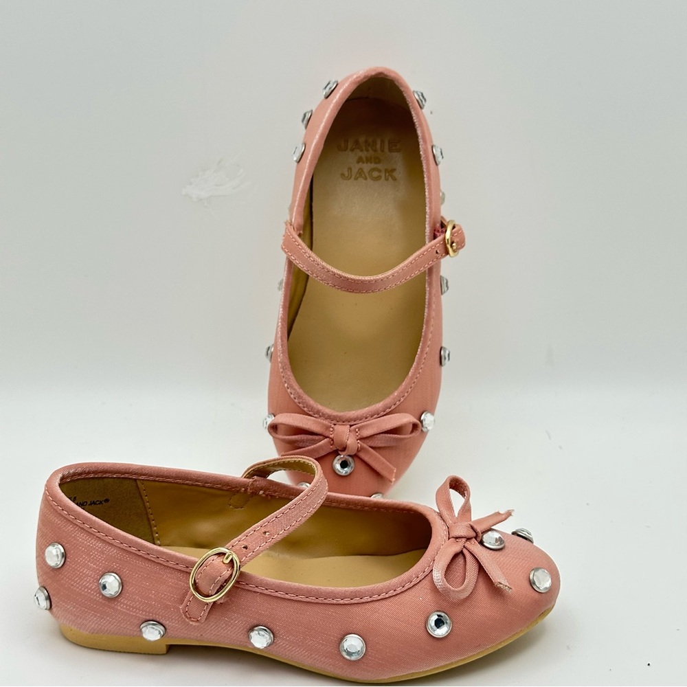 Janie and Jack pink gem bow girls size 8 shoe